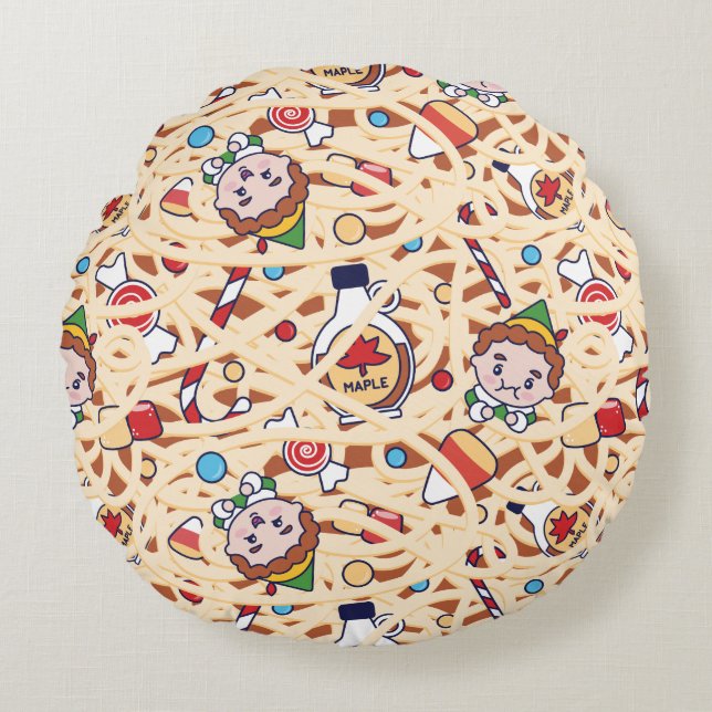 Buddy the Elf | Christmas Cheer Pattern Round Pillow (Front)
