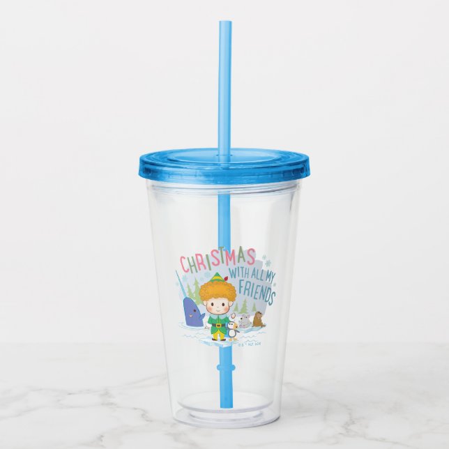 Buddy the Elf Christmas With All My Friends Acrylic Tumbler (Front)