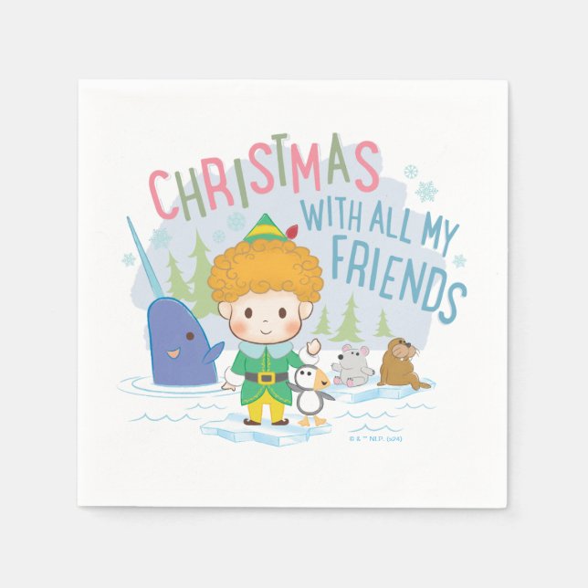 Buddy the Elf Christmas With All My Friends Napkin (Front)