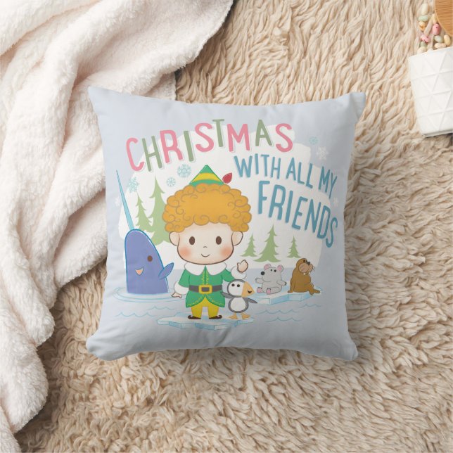 Buddy the Elf Christmas With All My Friends Throw Pillow (Blanket)