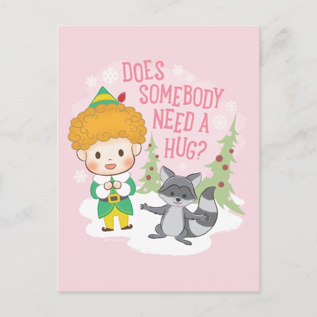 Buddy the Elf Does Somebody Need a Hug? Holiday Postcard (Front)