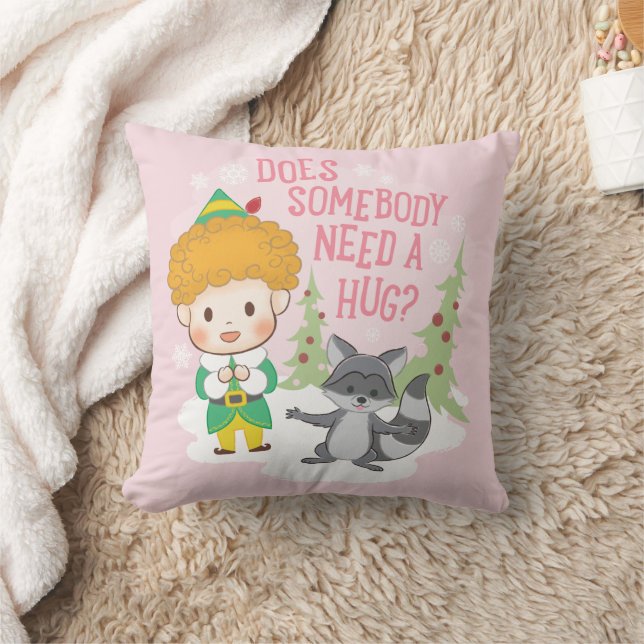 Buddy the Elf Does Somebody Need a Hug? Throw Pillow (Blanket)