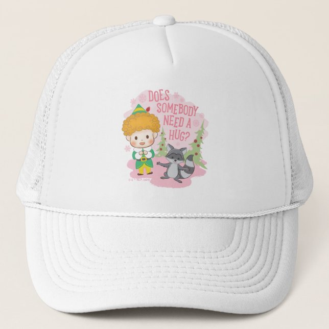Buddy the Elf Does Somebody Need a Hug? Trucker Hat (Front)