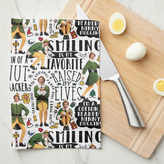 Buddy the Elf Quote Pattern Kitchen Towel (Quarter Fold)