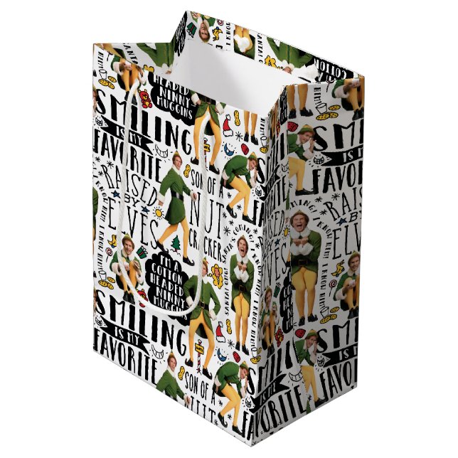Buddy the Elf Quote Pattern Medium Gift Bag (Front Angled)