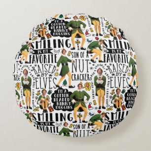 Buddy the Elf Quote Pattern Round Pillow
