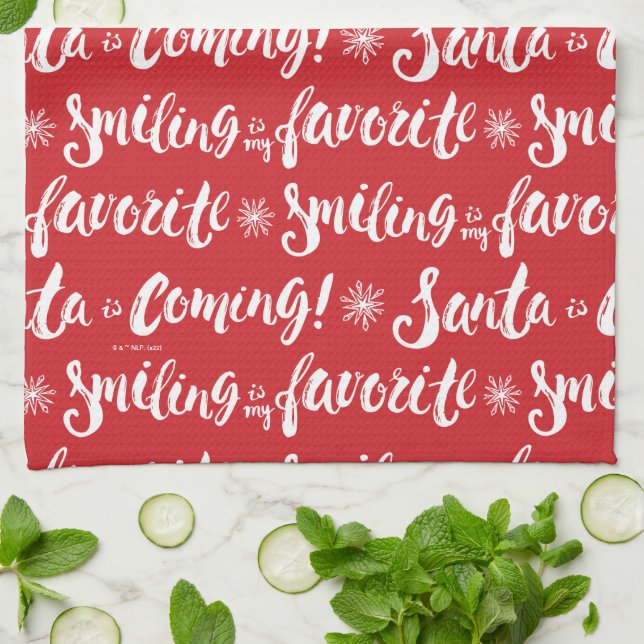 Buddy the Elf | Smiling is my Favourite Pattern Kitchen Towel (Folded)