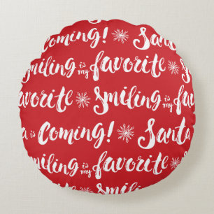 Buddy the Elf   Smiling is my Favourite Pattern Round Pillow