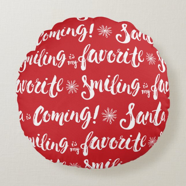 Buddy the Elf | Smiling is my Favourite Pattern Round Pillow (Front)