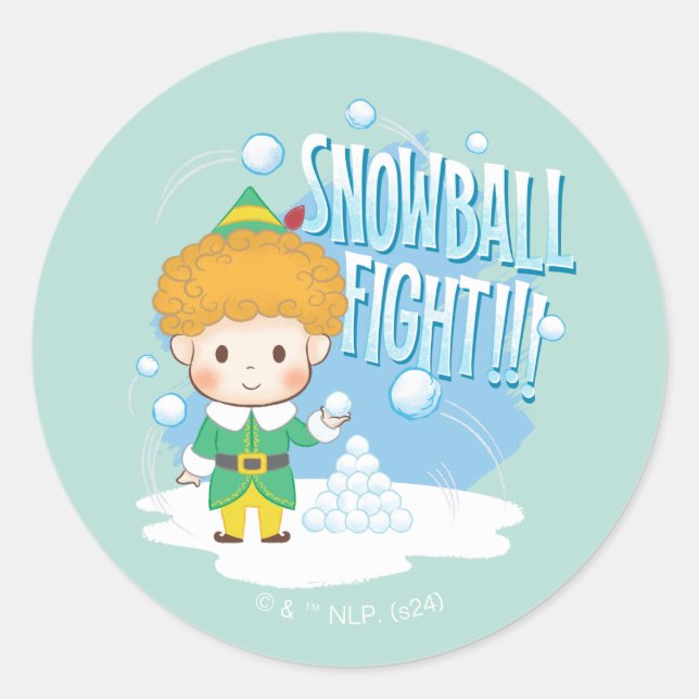 Buddy the Elf Snowball Fight! Classic Round Sticker (Front)