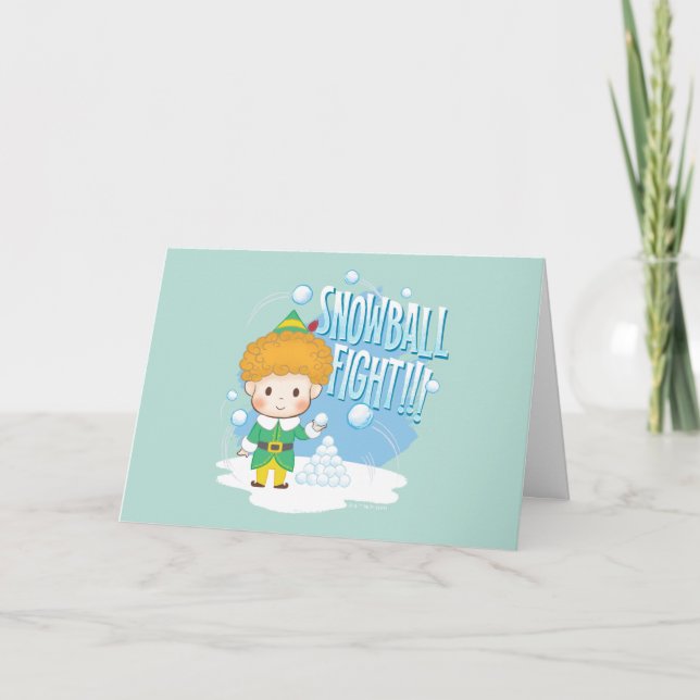 Buddy the Elf Snowball Fight! Holiday Card (Front)