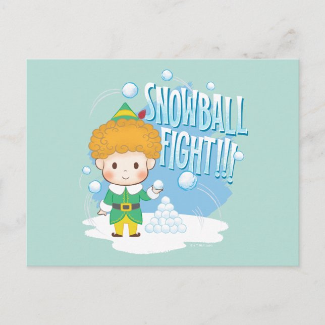 Buddy the Elf Snowball Fight! Holiday Postcard (Front)