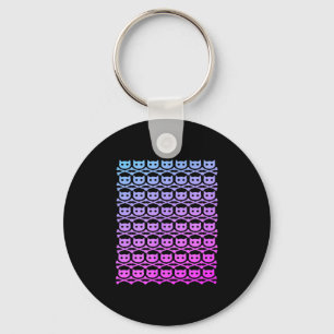 Buddycatafk all over skull pink fade dark keychain