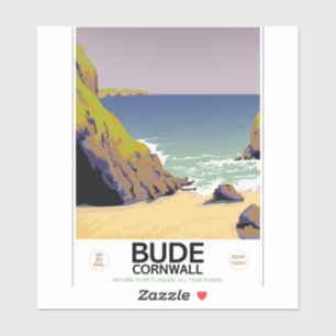 Bude cornwall Seaside travel poster