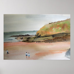 Bude Cornwall UK Seaside Watercolor Landscape Poster
