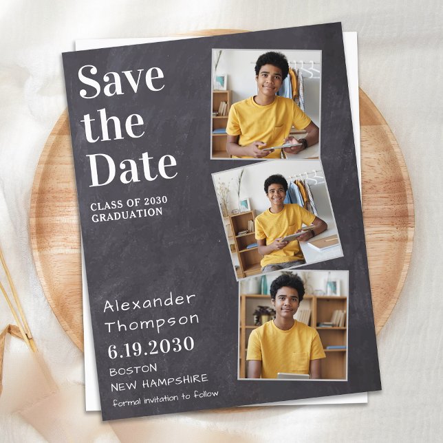 Budge Rustic 3 Photo Graduation Save The Date (Creator Uploaded)