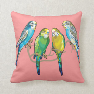 budgerigars throw pillow