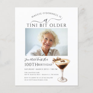 BUDGET 100th Birthday Photo Martini Invitation