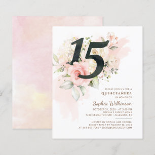 Budget 15th Birthday Floral Quinceanera Invitation
