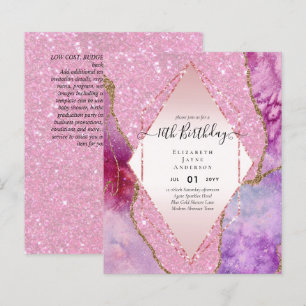 BUDGET 16th Birthday Glittery AGATE Sparkle Invite