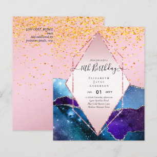 BUDGET 16th Birthday Glittery AGATE Sparkle Invite