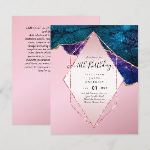 BUDGET 16th Birthday Glittery AGATE Sparkle Invite