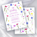 BUDGET 18th Birthday Party Wildflower Invitation<br><div class="desc">Colourful spring wildflowers surround your birthday party details. Modern,  trendy and feminine.</div>