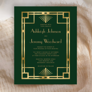 Budget 1920s Vintage Deco Green Gold Wedding