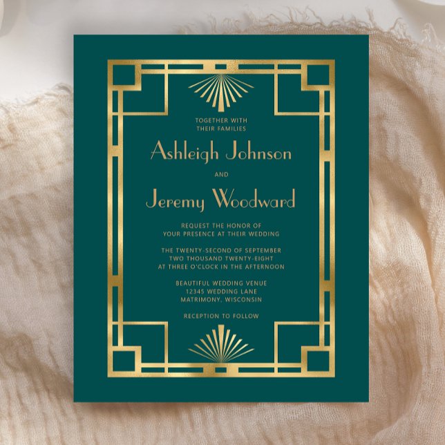 Budget 1920s Vintage Deco Teal Gold Wedding (Creator Uploaded)