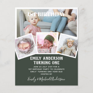 BUDGET 1st Birthday PHOTO Invite or THANK YOU Flyer
