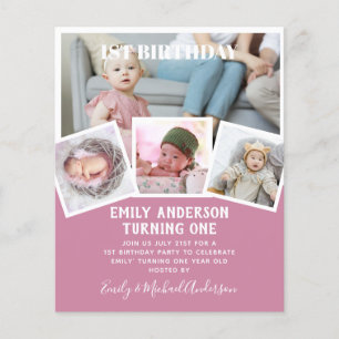 BUDGET 1st Birthday PHOTO Invite or THANK YOU Flyer