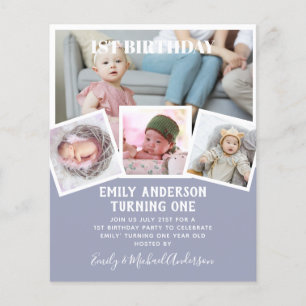 BUDGET 1st Birthday PHOTO Invite or THANK YOU Flyer