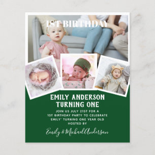 BUDGET 1st Birthday PHOTO Invite or THANK YOU Flyer