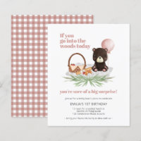 Budget 1st Birthday Teddy Bear Picnic Pink Invite