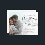 Budget 1st Married Christmas Foliage Photo Holiday<br><div class="desc">1st Married Christmas Photo Foliage Holiday card. A budget price SMALLER 4.5โ x 5.6โ flat card for your festive greetings on a shiny SEMI GLOSS 110 lb card stock (similar to the thickness of a postcard) PLEASE NOTE: The envelope supplied with this card is slightly larger than the card itself....</div>