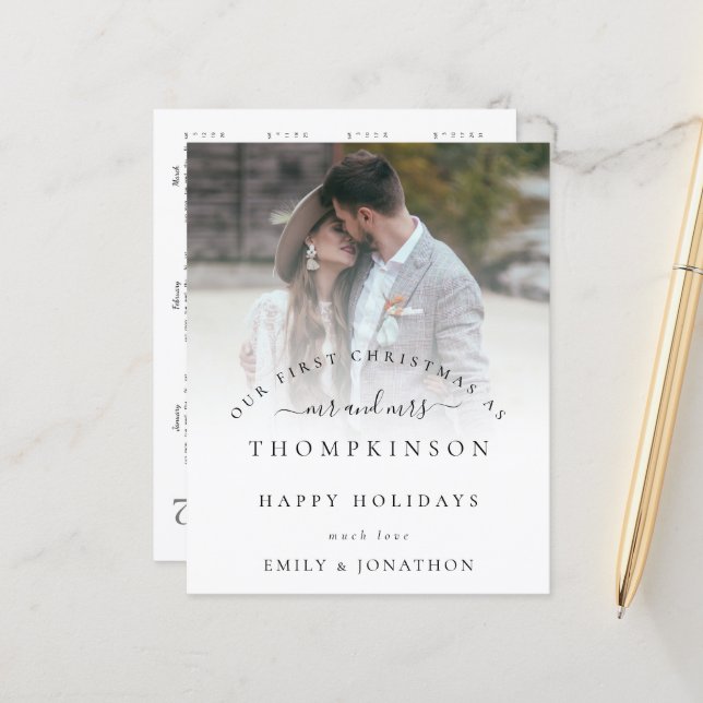 Budget 1st Xmas Mr Mrs Photo with 2022 Calendar (Front/Back In Situ)