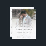 Budget 1st Xmas Mr Mrs Photo with 2022 Calendar<br><div class="desc">Budget 1st Xmas Mr Mrs Photo with 2022 Calendar on the back. A budget price SMALLER 4.5” x 5.6” flat card for your festive greetings on a shiny SEMI GLOSS 110 lb card stock (similar to the thickness of a postcard) PLEASE NOTE: The envelope supplied with this card is slightly...</div>