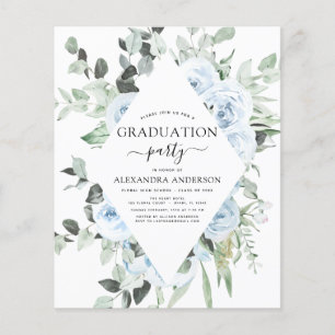 Budget 2022 Dusty Blue Graduation Floral Flyer