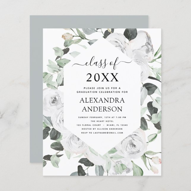 Budget 2022 Eucalyptus Graduation Floral Roses (Front/Back)
