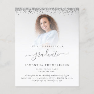 Budget 2022 Grad Photo Silver Glitter Invitation