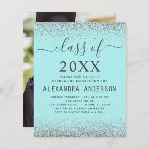 Budget 2022 Photo Graduation Teal Aqua Blue Silver