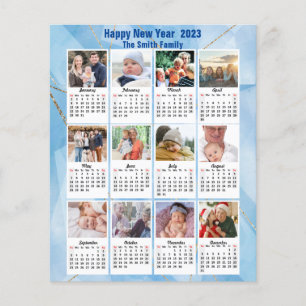 Budget 2023 Calendar Modern Family Photo Blue Card