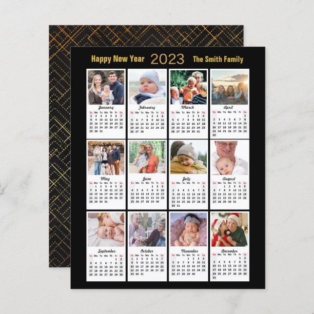 Budget 2023 Calendar Photo Modern Gold Script Card (Front/Back)