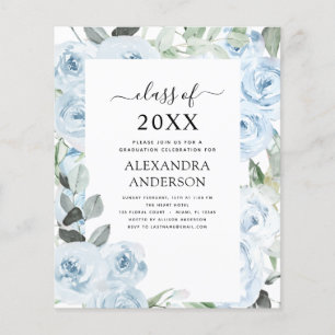 Budget 2023 Dusty Blue Graduation Floral Greenery Flyer