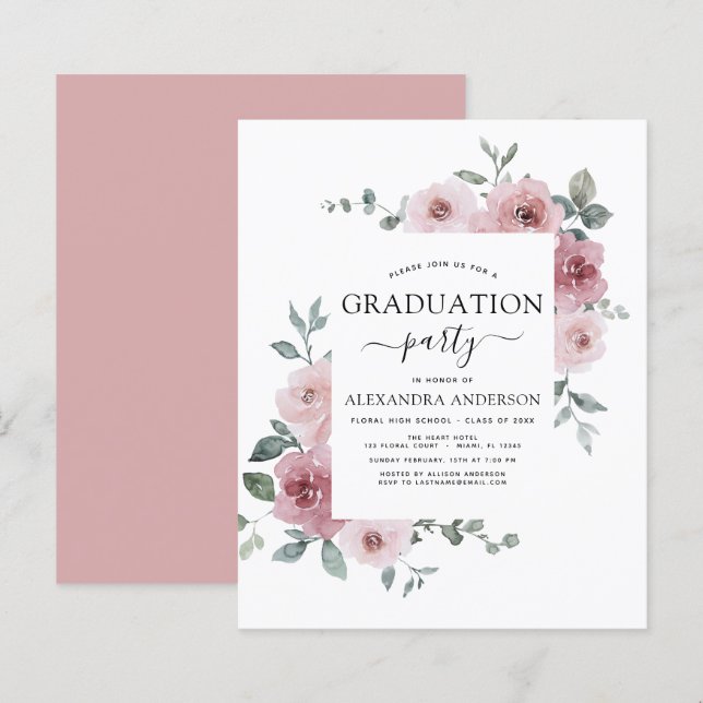 Budget 2023 Dusty Pink Rose Graduation Floral (Front/Back)