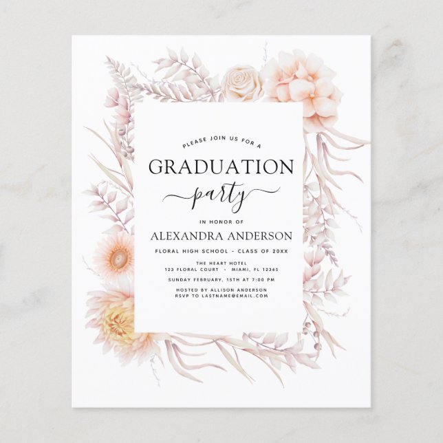 Budget 2023 Graduation Boho Chic Dusty Pink Desert Flyer (Front)