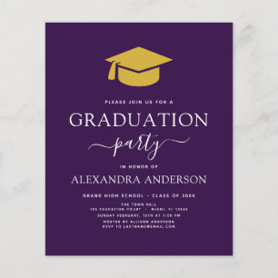 Budget 2023 Graduation Party Purple Gold Flyer