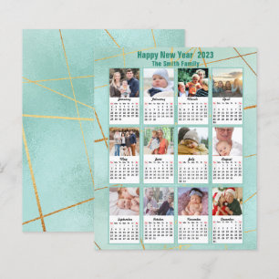 Budget 2023 Mint Green Family Photo Calendar Card