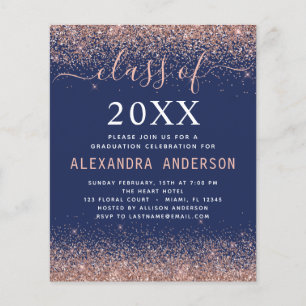 Budget 2023 Navy Blue Graduation Pink Glitter Flyer