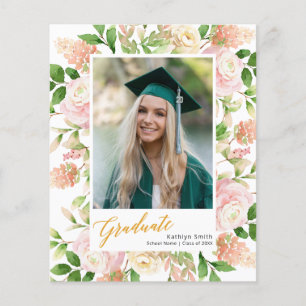 BUDGET 2023 Pink Floral Photo Grad Announcement